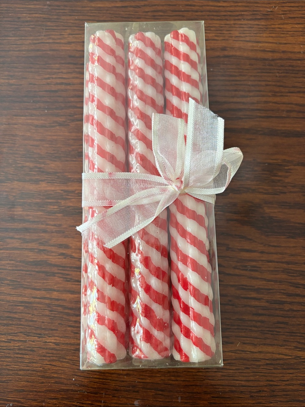 NWT vintage Peppermint Sticks candles with classic red and white striped design